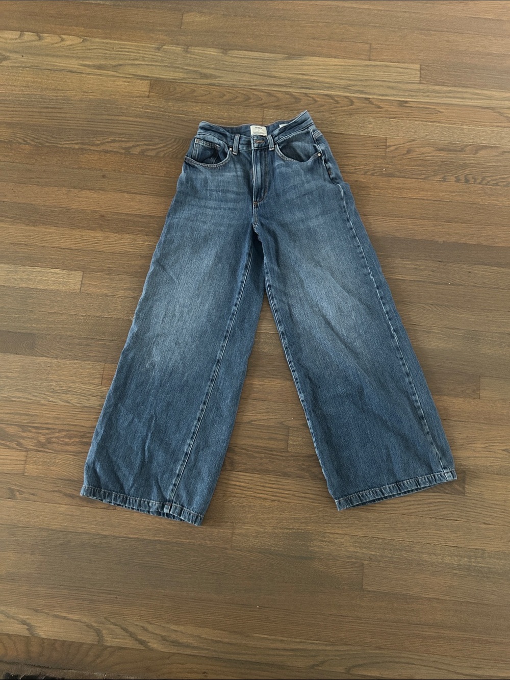 Cotton On Wide Leg Flare Jeans in Medium Blue Wash
